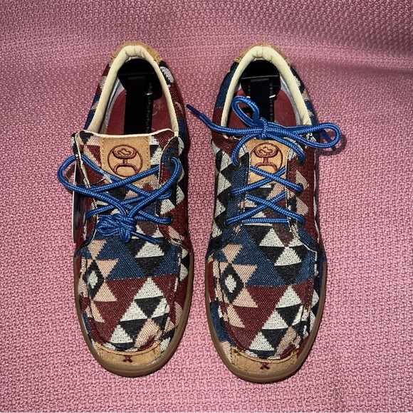 Twisted X Boots Women’s Size 7.5 Aztec Southwestern Red Blue Graphic Hooey Shoes - Picture 5 of 10